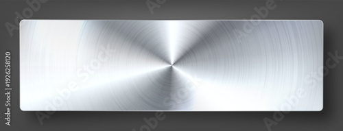 Realistic metal banner. Brushed steel or aluminium plate. Polished metal surface. Old grunge texture with scratches. Vector illustration
