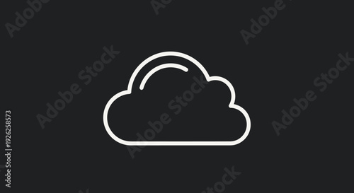 Simple White Cloud Icon on Dark Background.