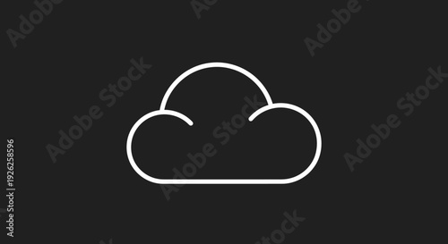 Simple White Cloud Icon on Dark Background.