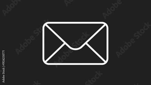 Simple White Envelope Icon on Dark Background.