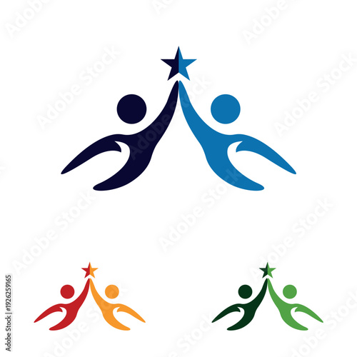 Reaching Star logo vector template illustration