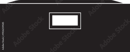 Archive storage box vector silhouette with label frame illustration showing storage line art