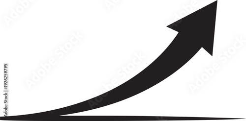 Curved upward arrow silhouette illustration, growth direction vector line art symbol