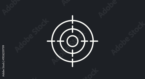 Simple white target icon on dark background representing focus and accuracy.