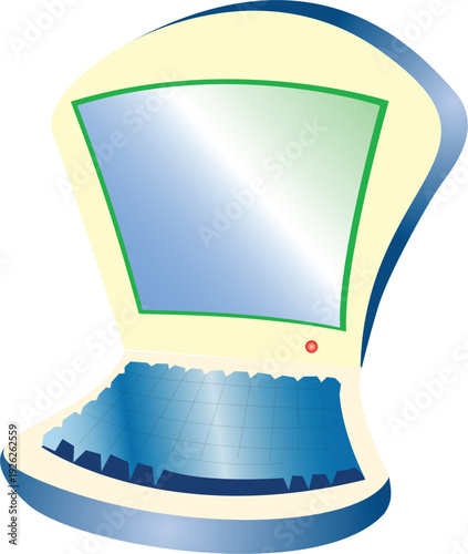 Retro Desktop Computer Cartoon Illustration Isolated on White PNG