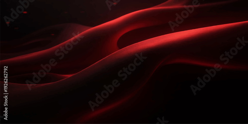 Luxurious abstract red silk and satin fabric backgrounds feature smooth flowing waves of soft textile material with an elegant curved design perfect for a decorative backdrop or wallpaper