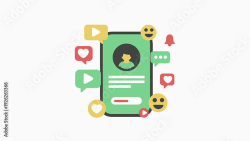 Social media profile on a smartphone screen with icons.