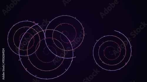 White Circular Motion Graphics on Dark Background.