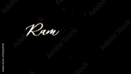 Ramadan Kareem text animation handwritten in silver ink drops with particles. Silver stylized calligraphy of the phrase 