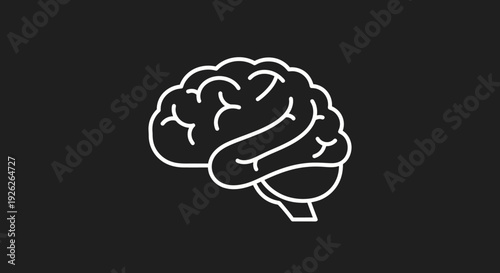 Stylized Outline of Human Brain on Dark Background.