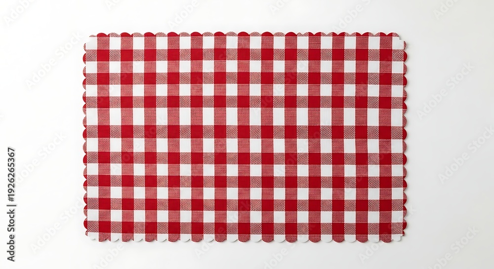Fototapeta premium A vibrant red and white checkered fabric with a scalloped edge