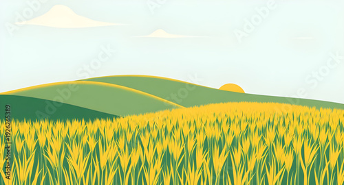 ricefield, rice, paddy, mountain, mountains, illustration, background, landscape, nature, countryside, rural, agriculture, farming, terrace, terraced, hills, valley, greenery, green, fields, scenic, p