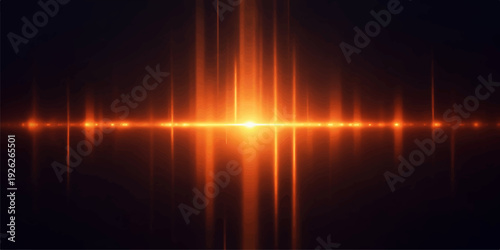 An abstract background design features glowing orange waves and bright energy lines resembling a hot solar explosion of fire and light across dark space