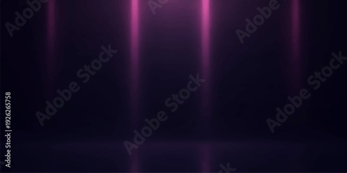 A bright purple and blue spotlight glows against a dark theater backdrop, creating a flash of motion and artful design on the music stage illustration