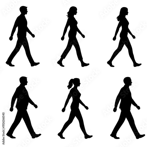 Silhouettes walking people Illustration 