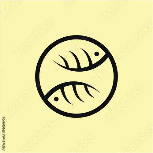 Circle Fish logo design template illustration vector