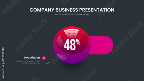 Digital Insight One Element Chart Slide Template. Creative Analysis Presentation Layout Vector Illustration. Science Campaign 1 Step Graph Frame Design.