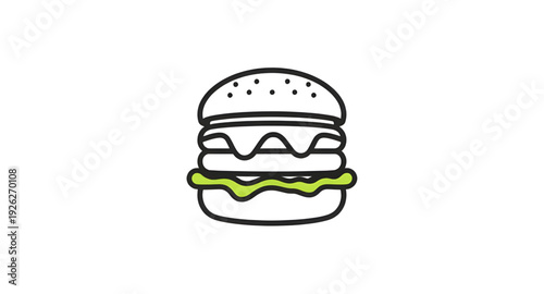 burger, hamburger, food, fastfood, cartoon, illustration, cute, vector, icon, isolated, bun, patty, cheese, lettuce, tomato, sesame, tasty, yummy, meal, snack, lunch, dinner, junkfood, cafe, restauran