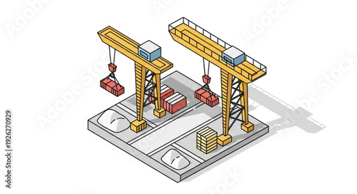 Industrial Gantry Crane Illustration Diagram.