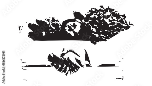 Business handshake and cloud landscape silhouette professional partnership conceptual art