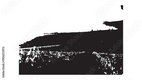 Hillside landscape silhouette with agricultural field rows minimalist rural horizon view