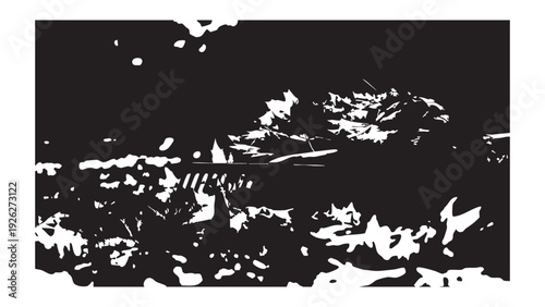 Abstract silhouetted landscape with trees and plants in nature some light gray details