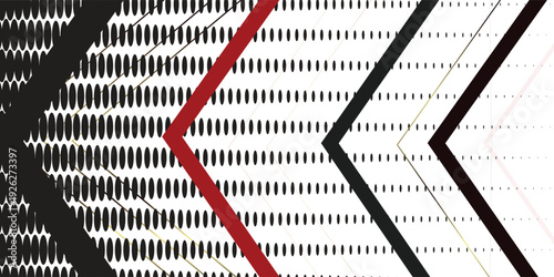 Minimal Black and White Background with Arrow Pointing Right. Striped Transition from Black to White Abstract Strict Lines. Simple Pattern. Vector Illustration.