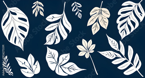 leaf, leaves, foliage, botanical, plant, nature, vector, illustration, collection, set, greenery, green, eco, natural, organic, garden, forest, flora, botany, decorative, design, graphic, clipart, ico