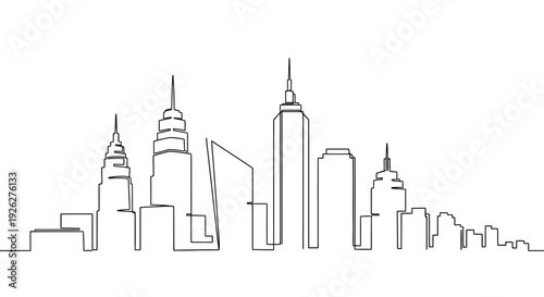 A stunning cityscape illustration showcases skyscrapers and buildings in a bustling metropolis at dusk with dfghtred theme.