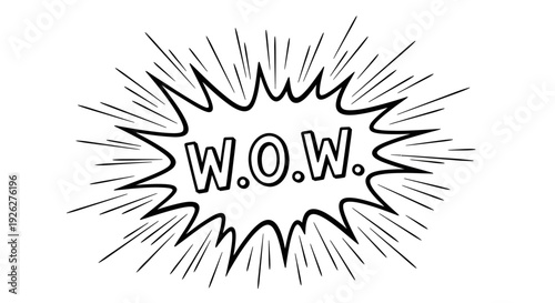 Comic style illustration of a speech bubble with W.O.W. text