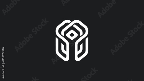Abstract Geometric Logo Design with Interlocking Lines.