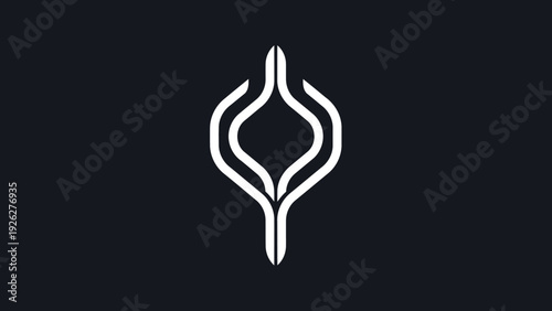 Abstract White Symbol on Dark Background Minimalist Design.