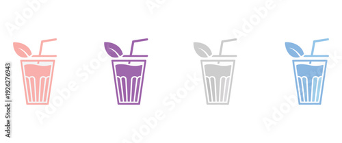 Fresh Smoothie Gradient, Line, Filled, Colored Icon, Editable Vector Featuring Four Styles of Smoothie Illustrations
