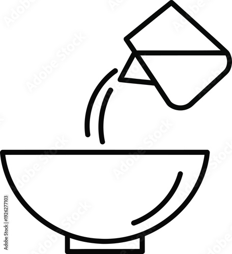 A simple line icon showing a liquid being poured from a small container into a large bowl.
