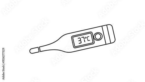 A digital thermometer showing 37 degree temperature in line style