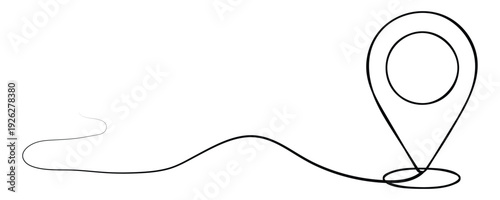 Continuous one line drawing of a map pin or location pointer, isolated Vector illustration.