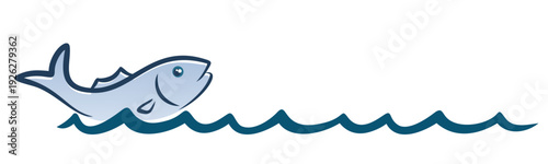 A symbol of blue fish with wave.
