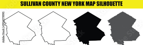 sullivan county new york map silhouette new york maps sullivan county map usa county map black and white vector