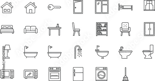 Home and furniture icon set