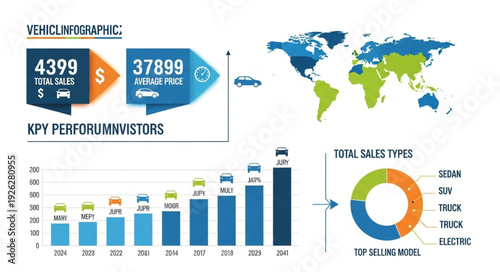 Infographic with Charts and World Map.
