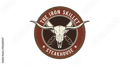 Iron Skillet Steakhouse Logo Design.