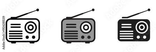 Radio Icon Symbol Template, Vector Illustration Featuring Editable Graphics of Vintage and Modern Radios