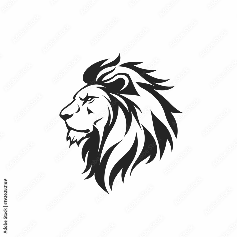 Fototapeta premium Stylized lion head silhouette vector design for logos and branding