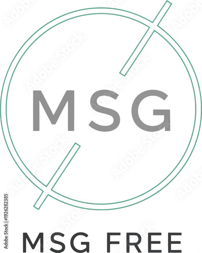 Msg free label icon in green color for food packaging and dietary information