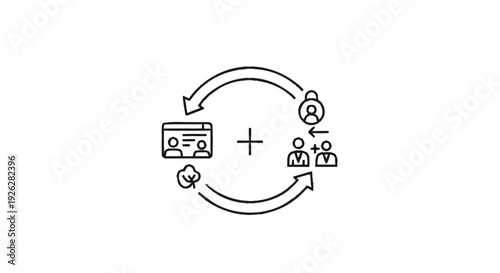 Business process workflow and team collaboration icon.