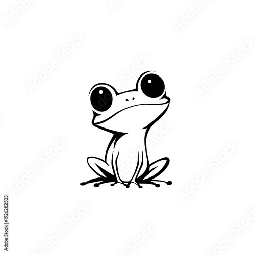 Tree Frog. Tree Frog simple black and white line art vector logo