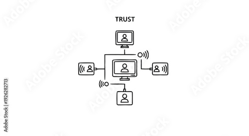 Central Computer Connected to Multiple Devices and People.