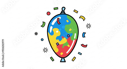 Colorful balloon with confetti and party decorations festive celebration symbol