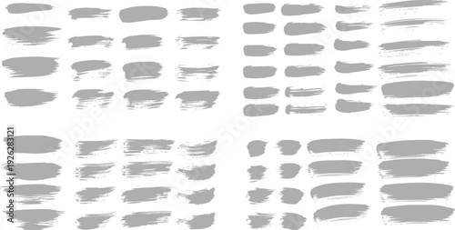 Collection of various gray brush strokes on white background