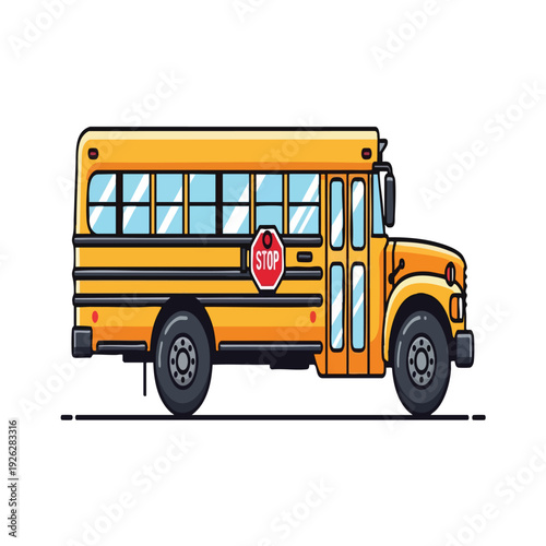 Bright Yellow School Bus with Safety Stop Sign for Child Transportation